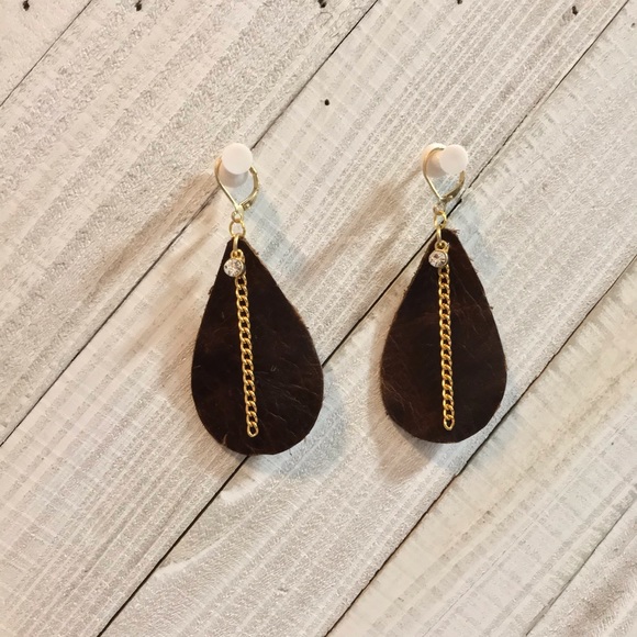 Genuine Leather Earrings - Picture 1 of 1